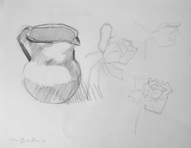 375x292 Pitcher And Flowers Drawing By Noe Badillo Saatchi Art - Pitcher Sketch