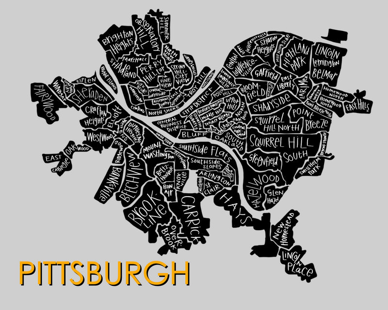 800x640 Pittsburgh Neighborhood Map - Pittsburgh Sketches