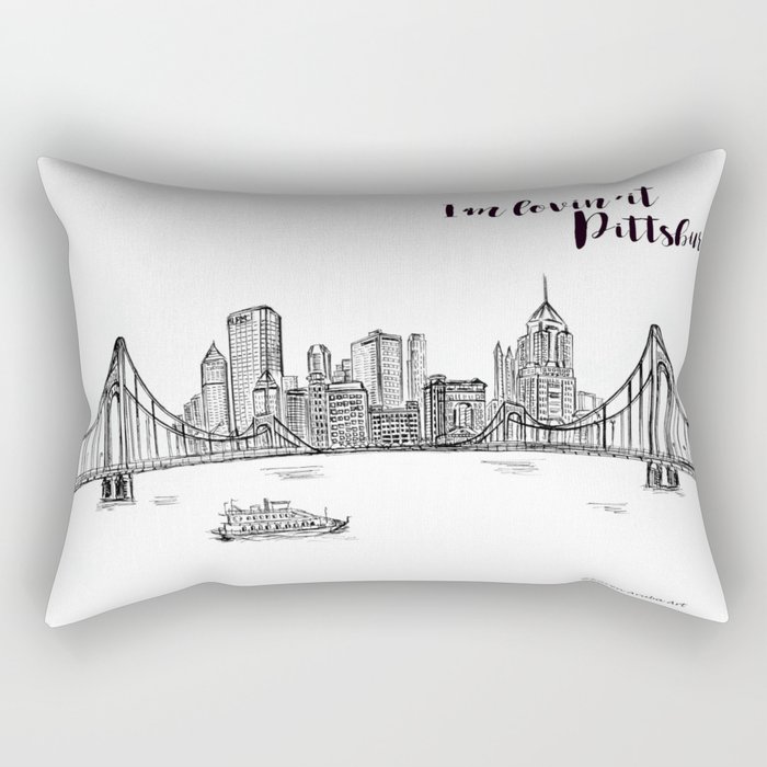700x700 Ink Sketch Pittsburgh Skyline Rectangular Pillow By Karenaruba - Pittsburgh Skyline Sketch