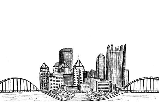 550x356 Pittsburgh Skyline Photographic Prints By Pineapplestreet Redbubble - Pittsburgh Skyline Sketch