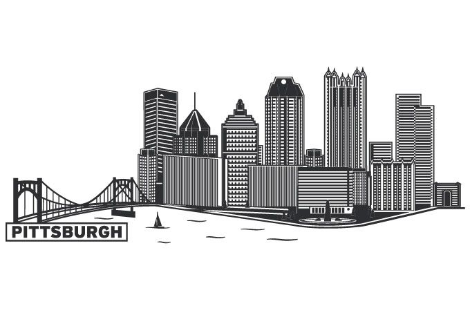680x472 Pittsburgh Skyline Sketch Wall Decal - Pittsburgh Skyline Sketch