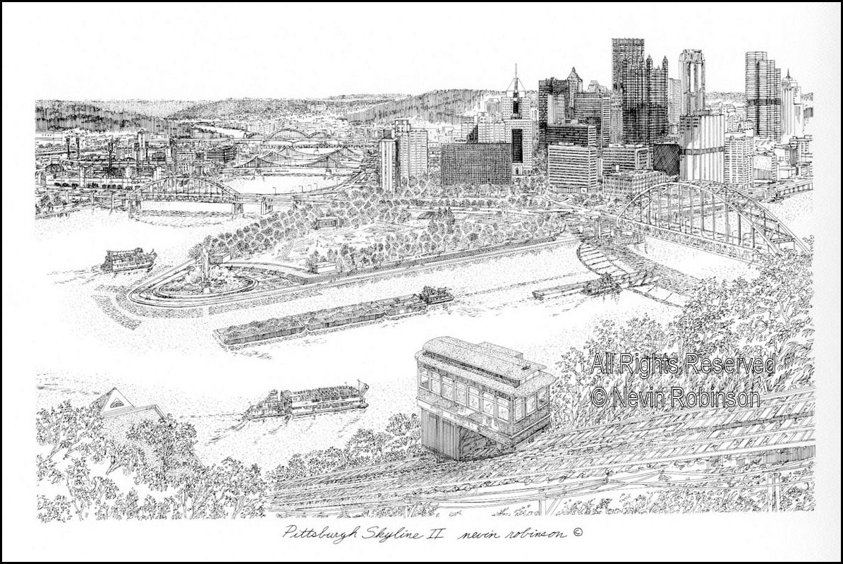 1195x799 Pittsburgh Skyline Ll - Pittsburgh Skyline Sketch