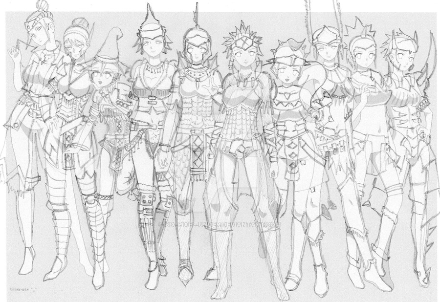 900x618 Monster Hunter Sketch By Six Pixel Under - Pixel Sketch