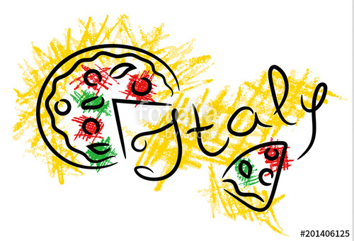 500x340 Italy Pizza Sketch With Color Pencil Grunge Vector Illustration - Pizza Sketch
