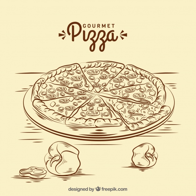 626x626 Vintage Pizza Sketch Background Vector Free Download - Pizza Sketch