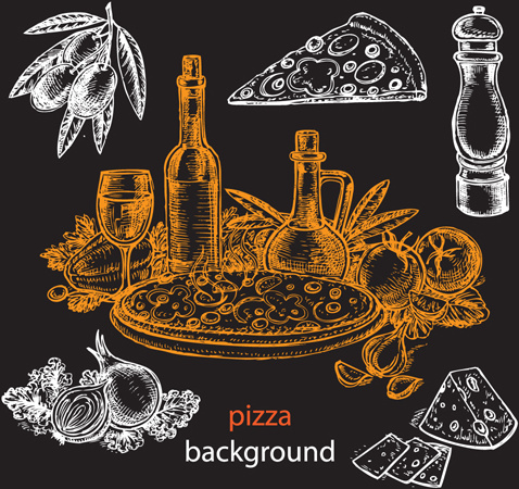 478x450 Hand Drawn Pizza Sketch Background Vector Free Vector In - Pizza Sketch