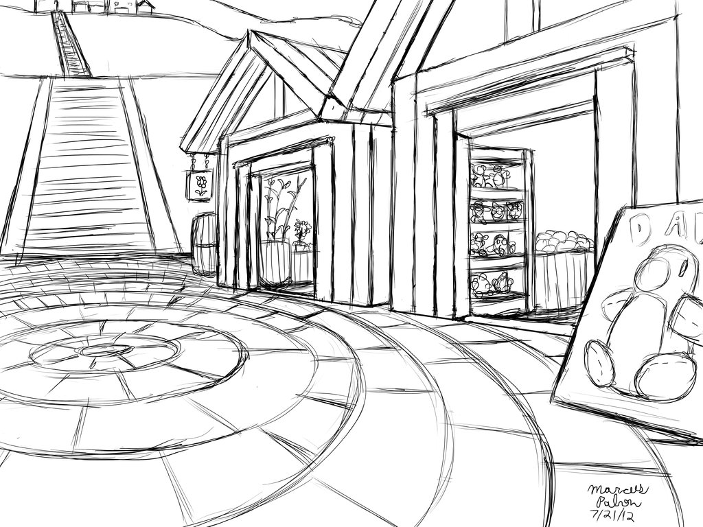 1024x768 Market Place Sketch 01 By Anubis2pabon288 - Place Sketch