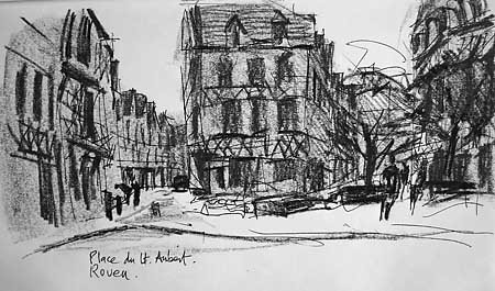 450x265 Pen And Crayon Sketch In Place De Lt Albert Rouen - Place Sketch