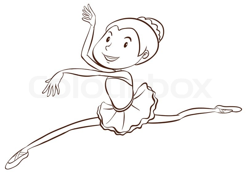 800x563 Illustration Of A Plain Sketch Of A Ballet Dancer On A White - Plain Sketch