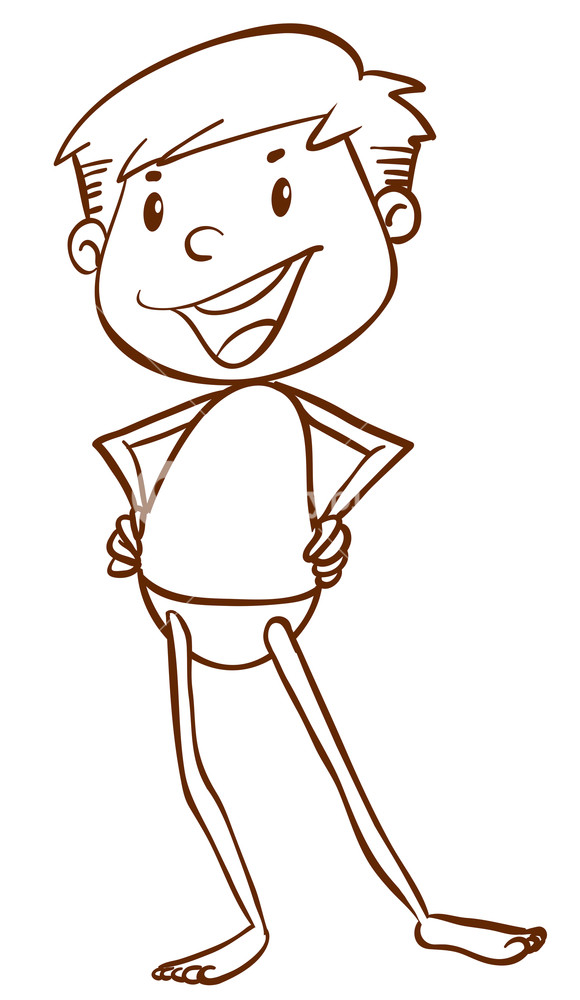 580x1000 Illustration Of A Plain Sketch Of A Boy Going To The Beach On A - Plain Sketch