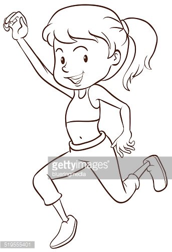 343x503 Plain Sketch Of A Girl Dancing Stock Vectors - Plain Sketch