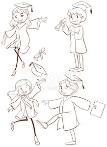 218x299 Plain Sketch Of A Graduation Ceremony Stock Vectors - Plain Sketch
