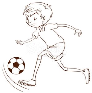 297x300 Plain Sketch Of A Soccer Player Premium Clipart - Plain Sketch