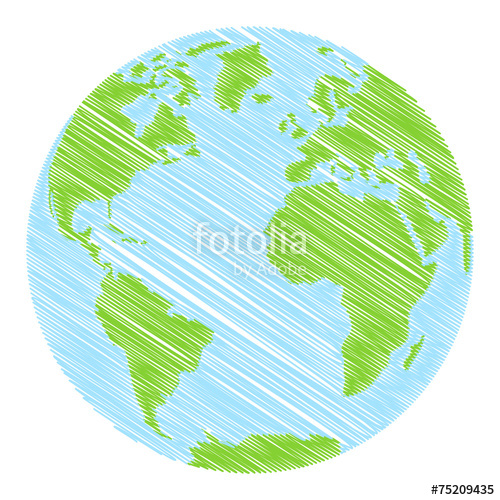 500x500 Hand Drawn Globe. Sketch Illustration Of Planet Earth Stock Image - Planet Earth Sketch