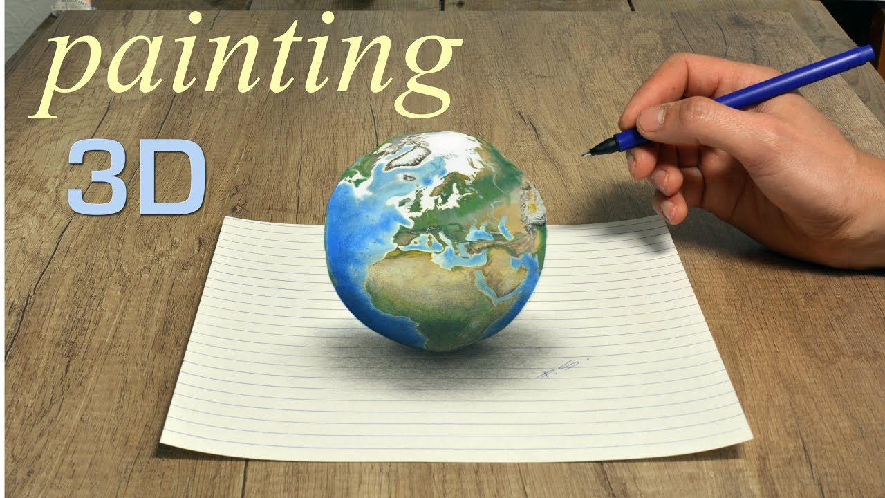 1280x720 Planet Earth Amazing 3d Painting Pop Art Effect - Planet Earth Sketch