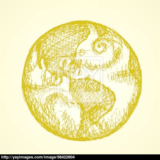 512x512 Sketch Planet Earth In Vintage Style Vector - Planet Earth Sketch