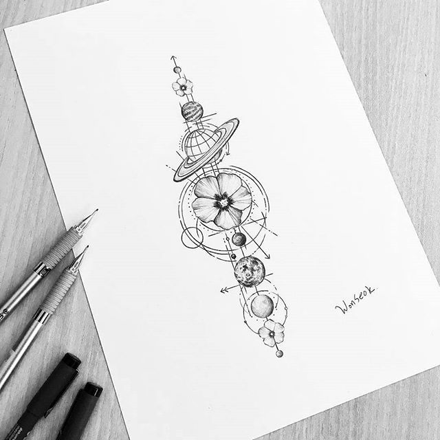 640x640 Tattoo - Planet Sketch