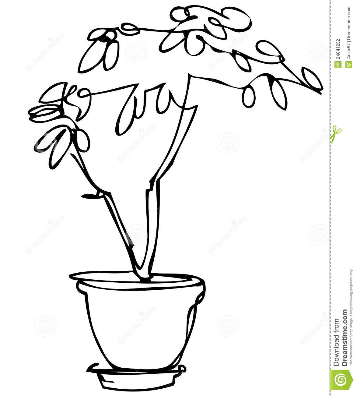 Схематичное изображение цветка в горшке