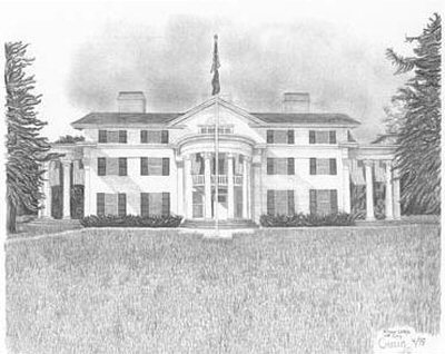 400x318 Old Plantation House Pencil Sketch - Plantation Sketch