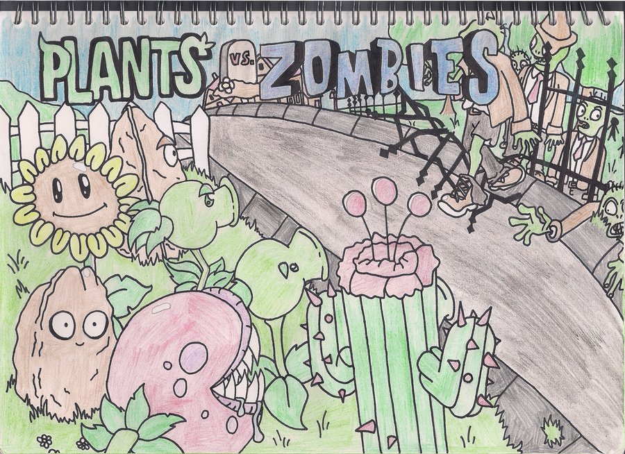 900x654 Plants Vs Zombies Sketch By Awesomeninja1997 - Plants Vs Zombies Sketch