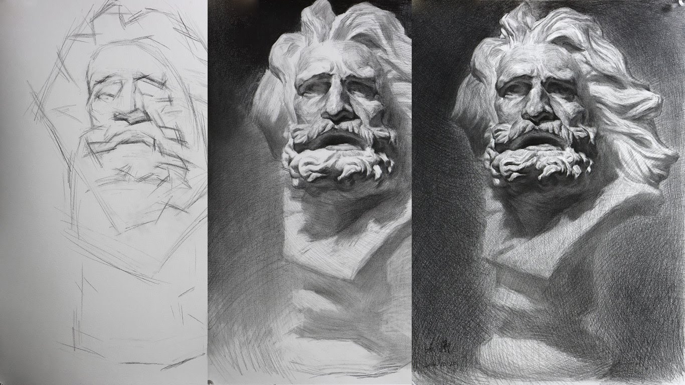 1366x768 Plaster Cast Drawing Pencil Techquest - Plaster Sketch