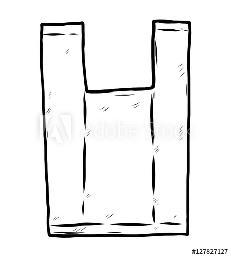 450x500 New Plastic Bag Cartoon Vector And Illustration, Black And White - Plastic Bag Sketch