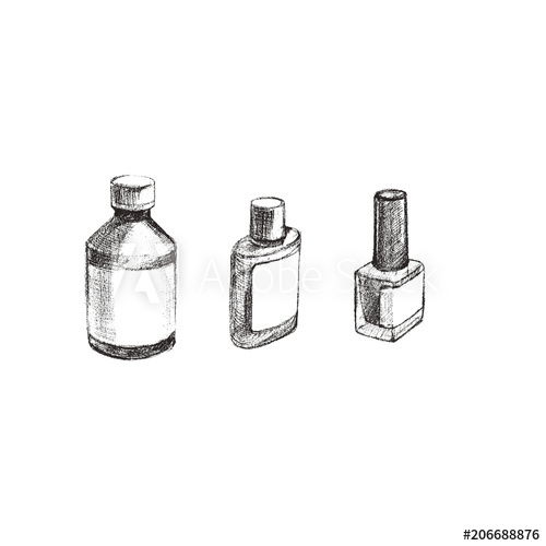 500x500 A Set Of Graphic Sketches Glass Vial, Plastic Bottle, Nail Polish - Plastic Bottle Sketch