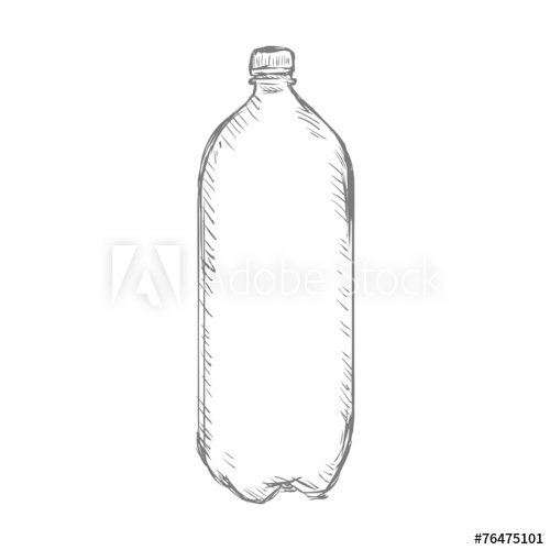 500x500 Vector Single Sketch Plastic Bottle Of Water - Plastic Bottle Sketch