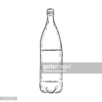 416x416 Vector Single Sketch Plastic Bottle Of Water Premium Clipart - Plastic Bottle Sketch