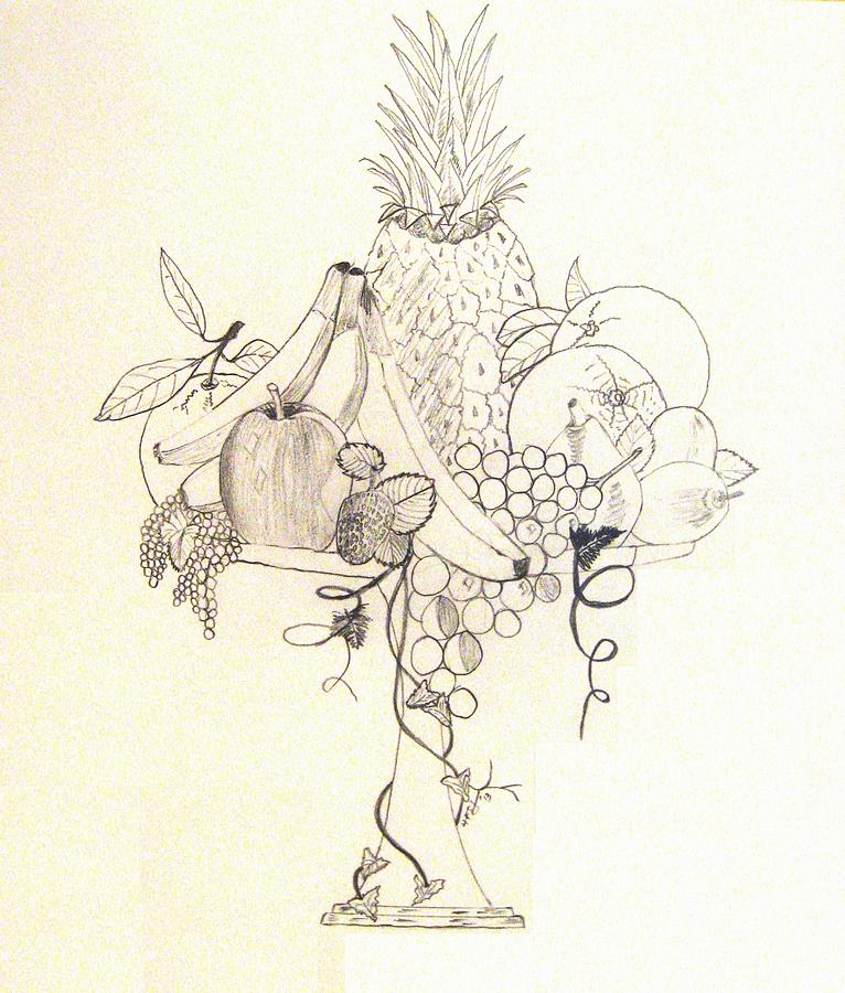 766x900 Fruit Plate Drawing By Howard Elliott - Plate Sketch