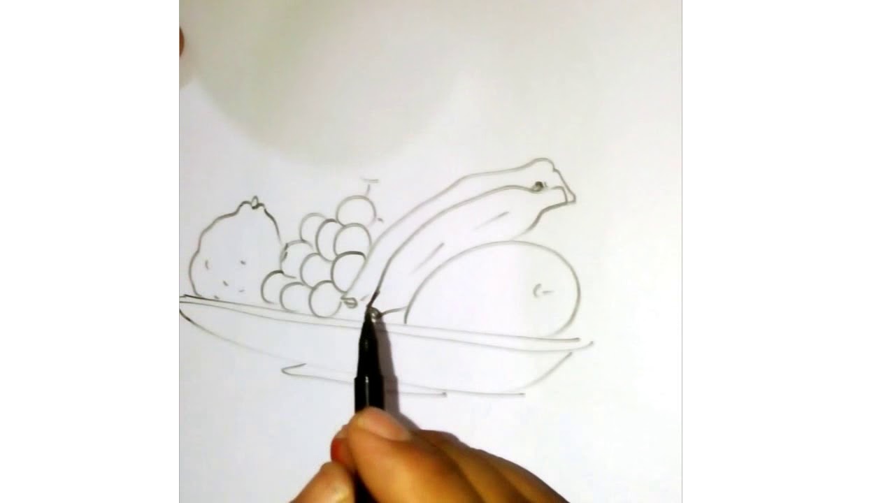 1280x720 How To Draw Fruits Plate Owl Of Fruit Fruits With Sketch Pen - Plate Sketch