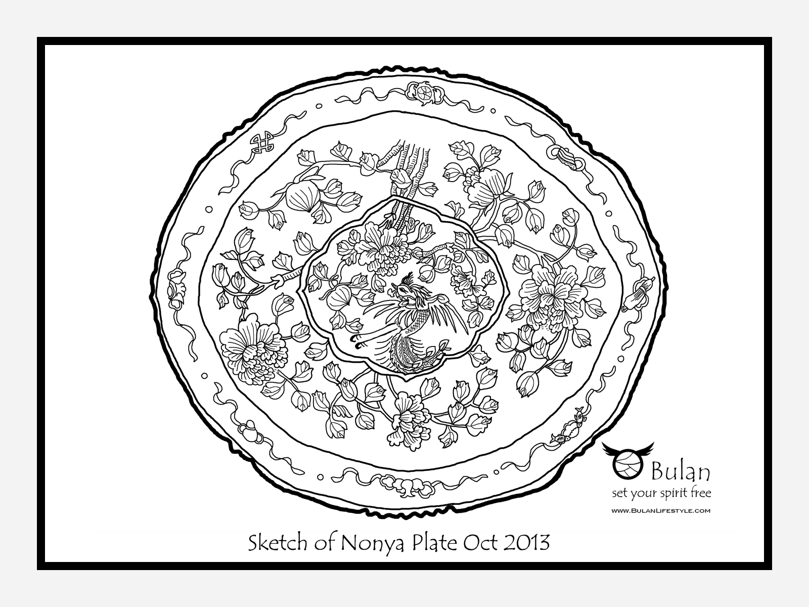 1600x1200 Sketch Of The Day No 167 Antique Nonya Plate - Plate Sketch