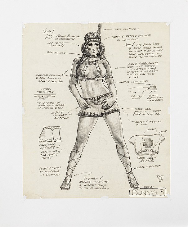 606x731 Original Lynda Carter Miss May Playboy Bunny Costume Sketc - Playboy Bunny Sketch