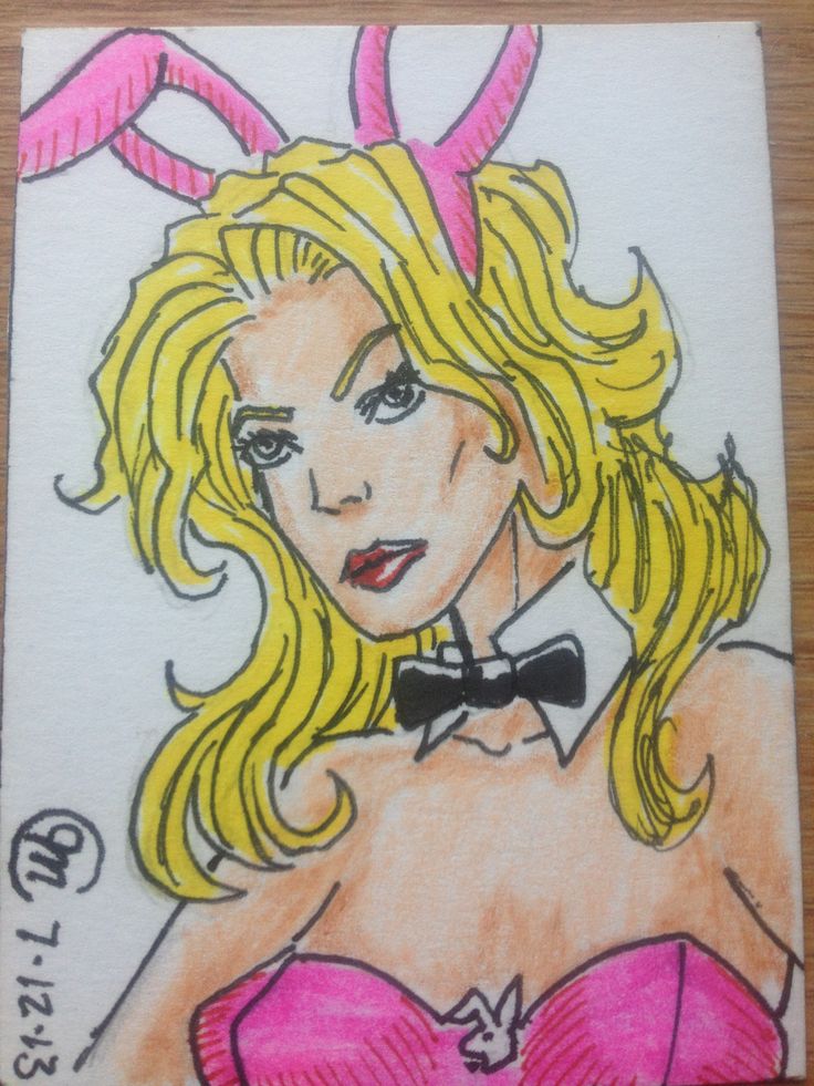 736x981 Playboy Bunny Sketch Card By Tat2tiger - Playboy Bunny Sketch