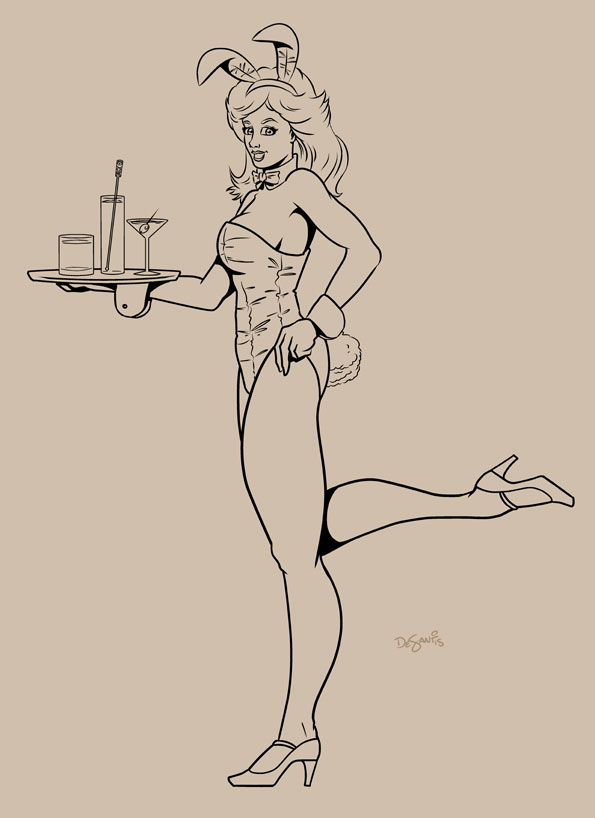 595x818 Cup Doodle Drawing A Playboy Bunny Cleanup And Inks - Playboy Bunny Sketch