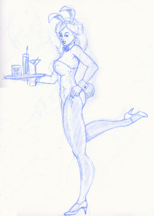 500x700 Cup Doodle Drawing A Playboy Bunny Rough Sketch And Follow Through - Playboy Bunny Sketch