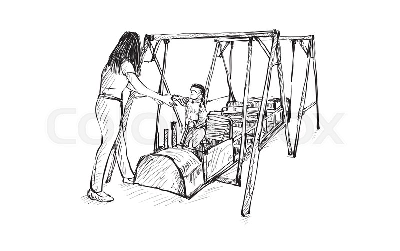 800x503 Sketch Of Kids Playground On Public Space Isolated, Illustration - Playground Sketch