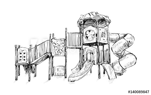 500x315 Sketch Of Playground Zone For Kids, Illustration Vector - Playground Sketch