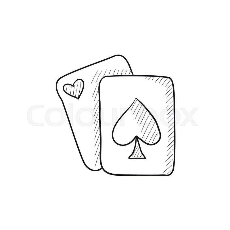 800x800 Playing Cards Vector Sketch Icon Isolated On Background. Hand - Playing Cards Sketch