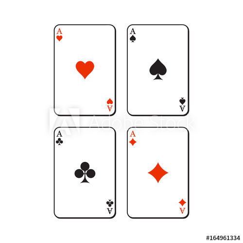 500x500 Set Of Hearts, Spades, Clubs And Diamonds Ace Playing Cards - Playing Cards Sketch