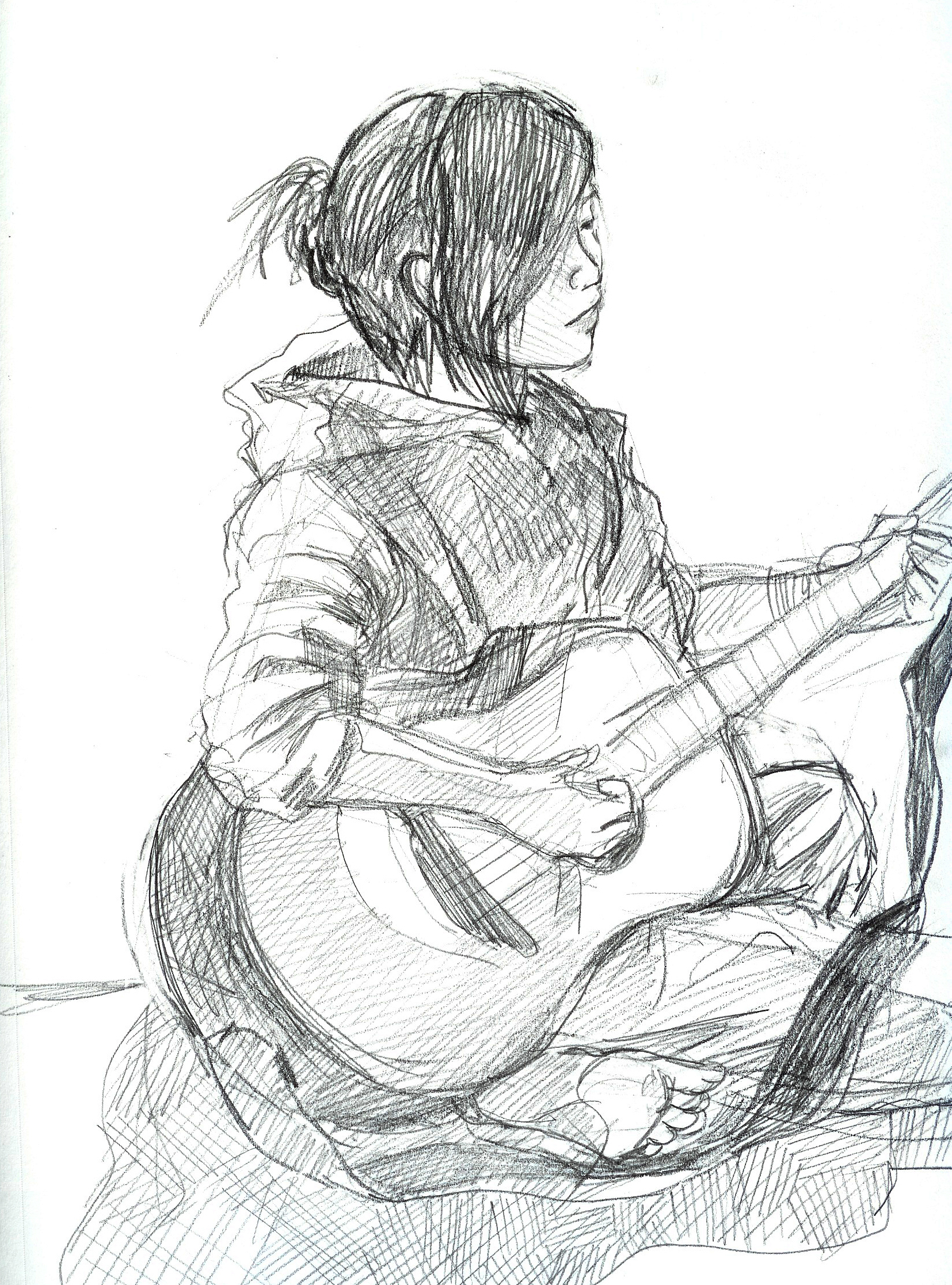 Playing Guitar Sketch At Paintingvalleycom Explore