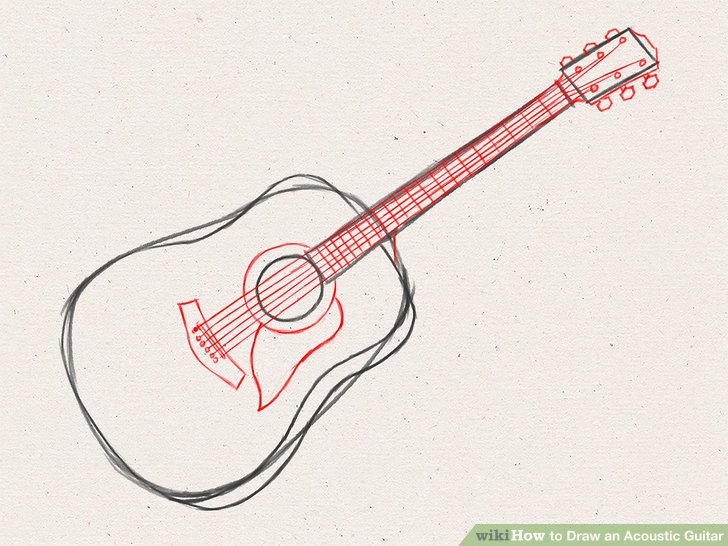 728x546 How To Draw An Acoustic Guitar 15 Steps (With Pictures) - Playing Guitar Sketch