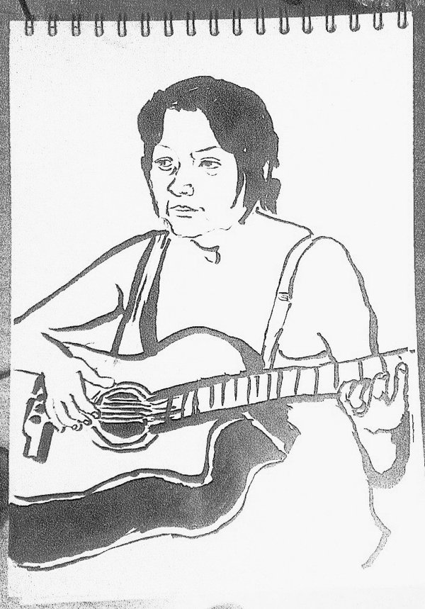 600x859 Kate Playing Guitar Sketch By Mangatoni - Playing Guitar Sketch