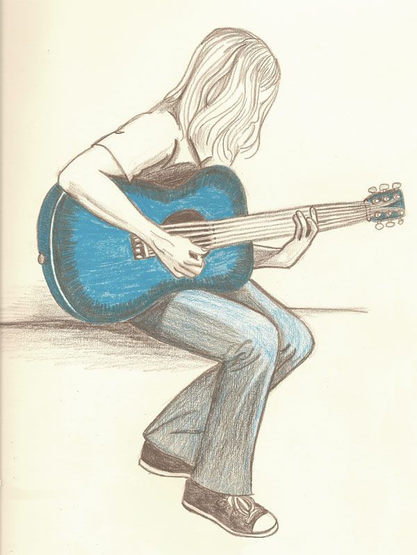 600x799 Resultado De Imagen Para Drawing Playing Guitar Dibujos - Playing Guitar Sketch