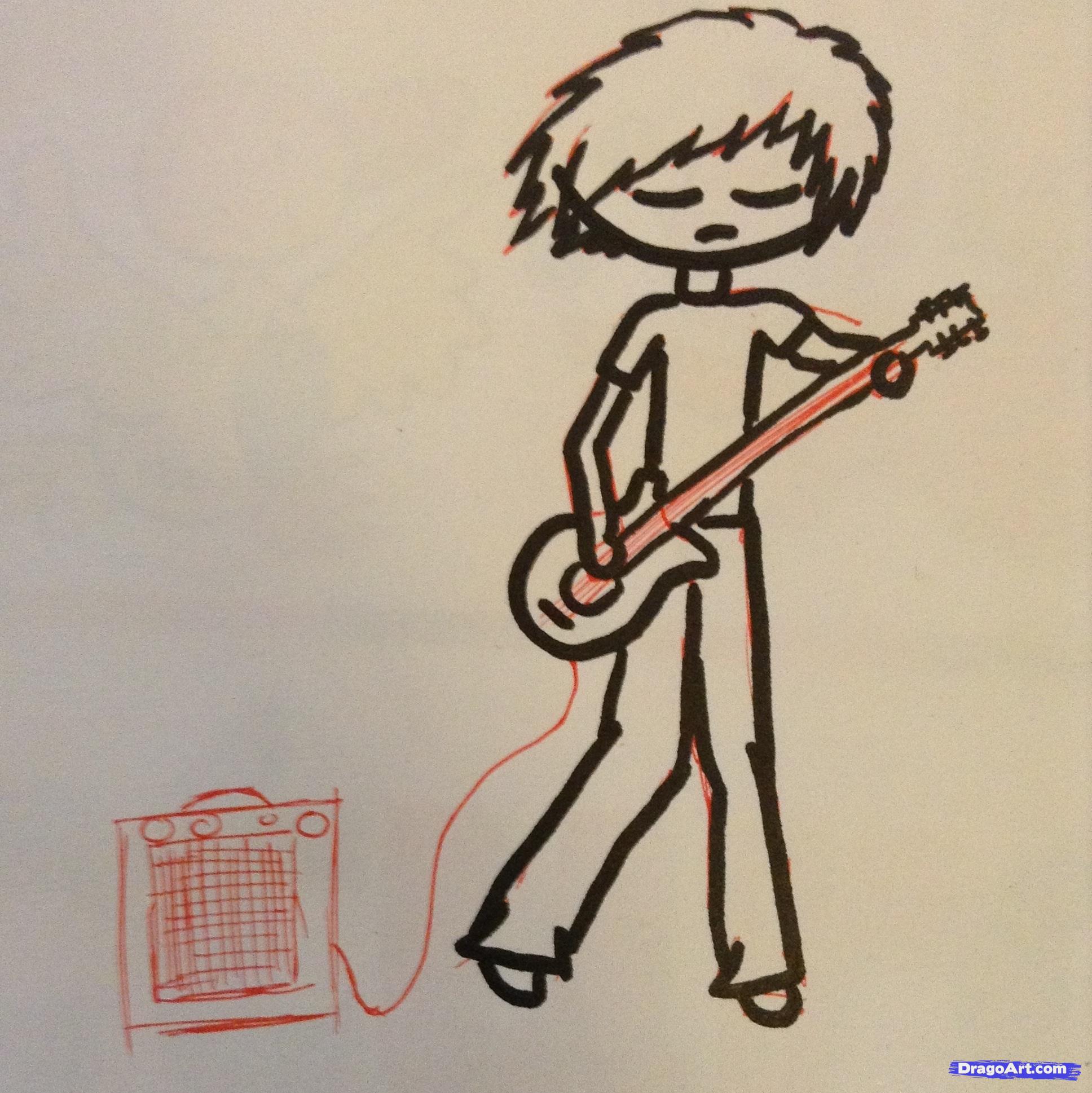 1936x1938 Drawn Guitar Guitar Playing - Playing Guitar Sketch