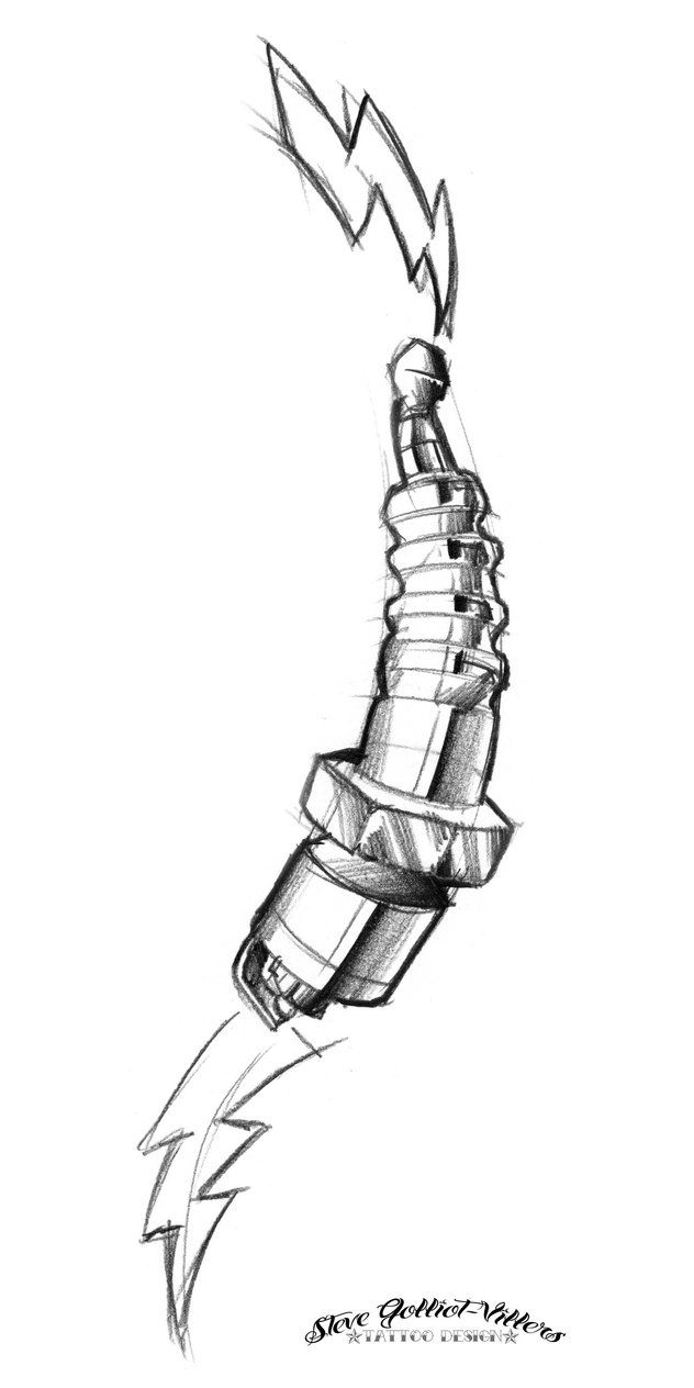 632x1264 Image Result For Spark Plug Drawing Tattoos In 2018 - Plug Sketch