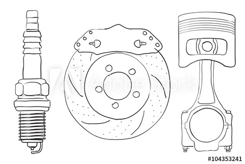 500x334 Brake Disc, Piston And Spark Plug. Sketch. - Plug Sketch