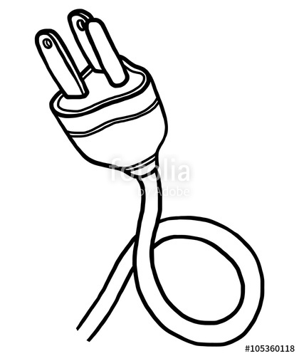 420x500 Electric Plug Cartoon Vector And Illustration, Black And White - Plug Sketch