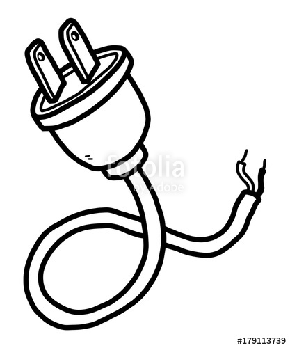417x500 Plug Cartoon Vector And Illustration, Black And White, Hand - Plug Sketch
