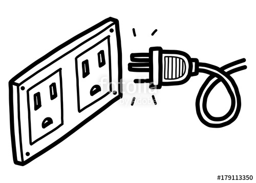 500x357 Plug And Electric Socket Cartoon Vector And Illustration, Black - Plug Sketch